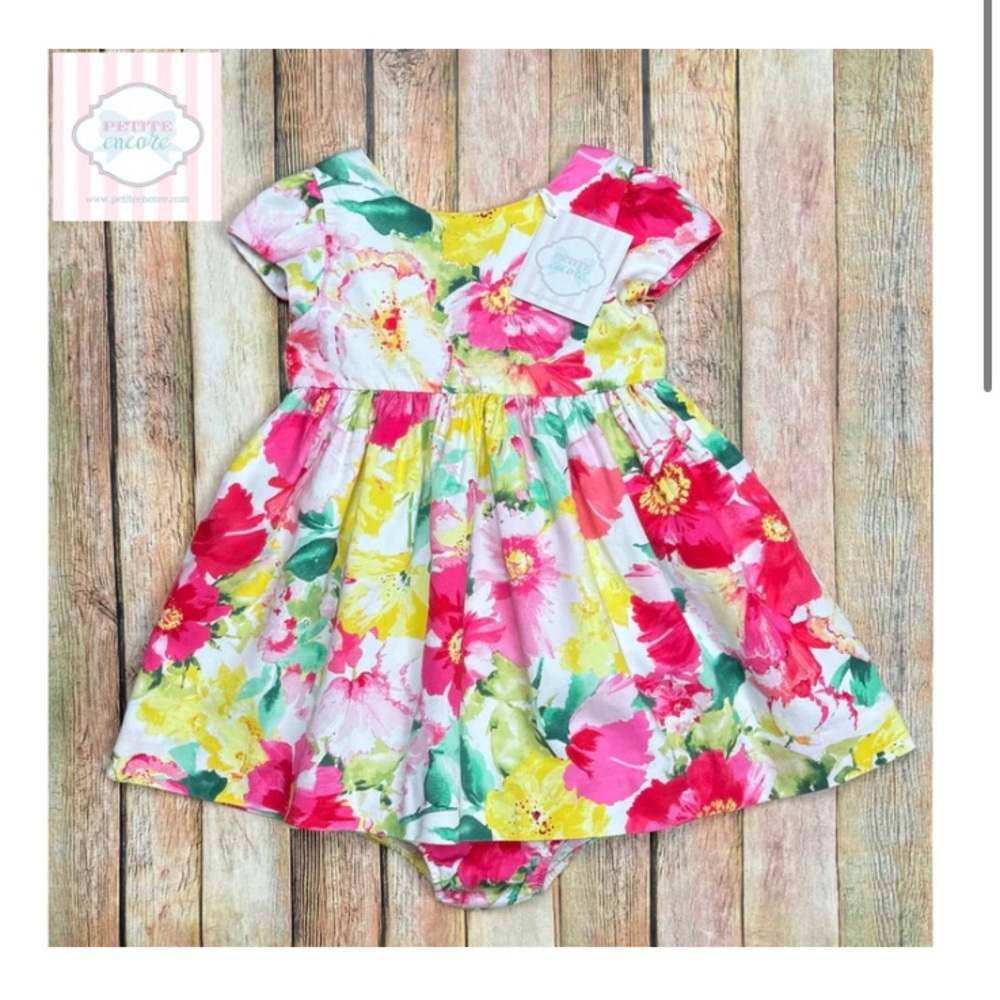Ralph Lauren Floral Baby (12 month) Dress with Bloomers (Diaper Cover) and Sash